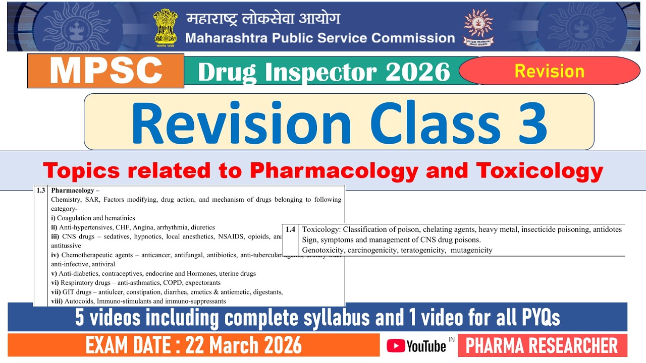 MPSC Drug Inspector Exam Preparation Revision class 3 II Pharmacology #mpsc #druginspector