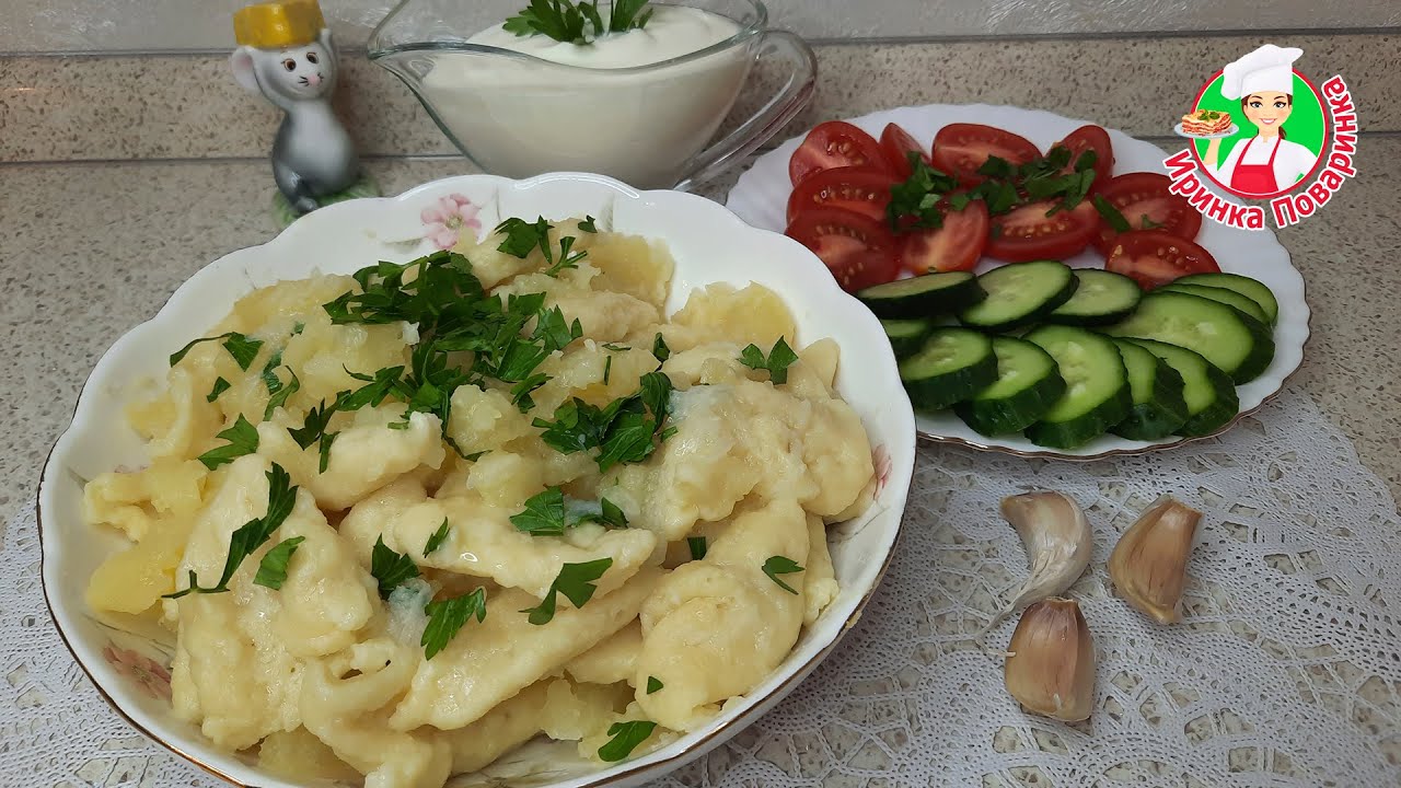 Сливные галушки с чесноком
