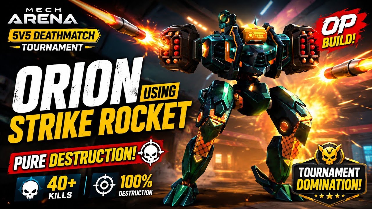 Orion Using Strike Rocket in Mech Arena 5v5 Deathmatch Tournament | Best Orion Gameplay 2026