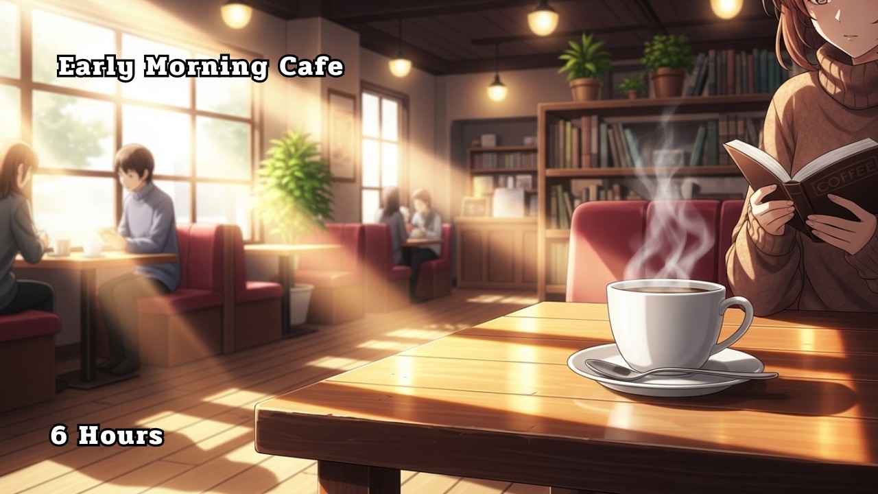 Early Morning Coffee Shop Lofi 🌅6 Hours Relaxing Cafe Music for Study & Work