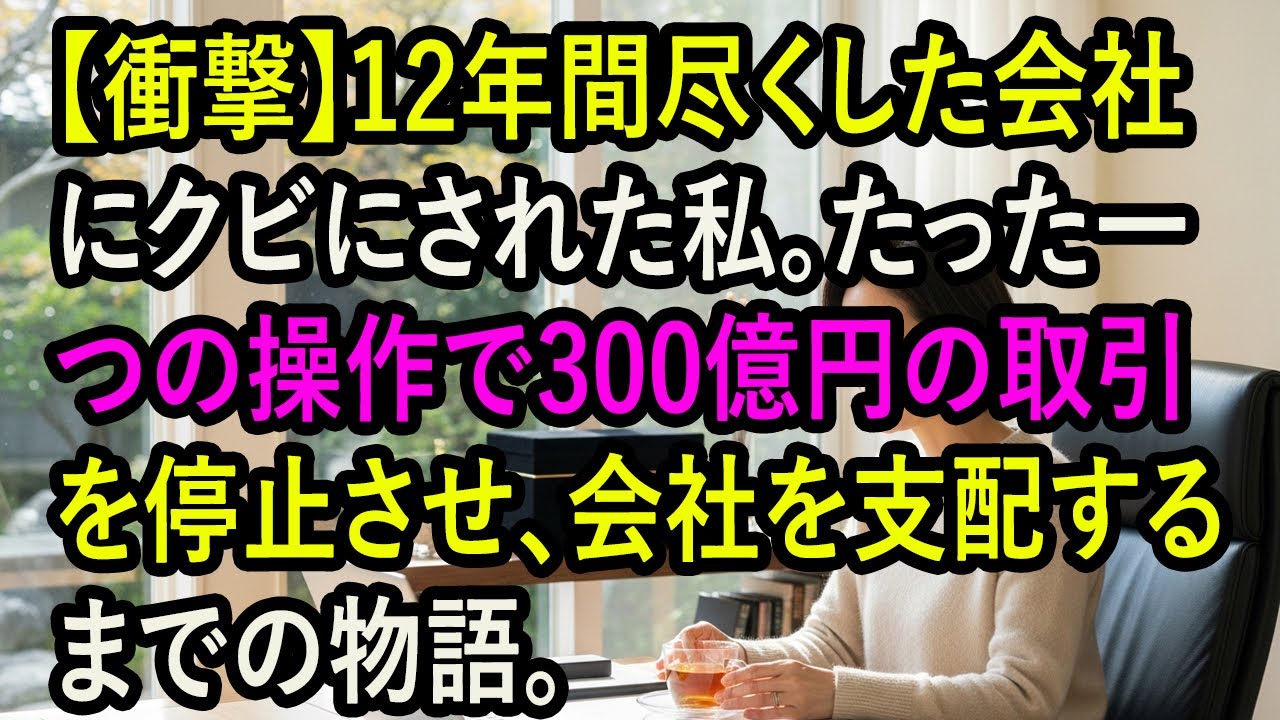 【衝撃】12年間尽くした会社にクビにされた私。たった一つの操作で300億円の取引を停止させ、会社を支配するまでの物語。