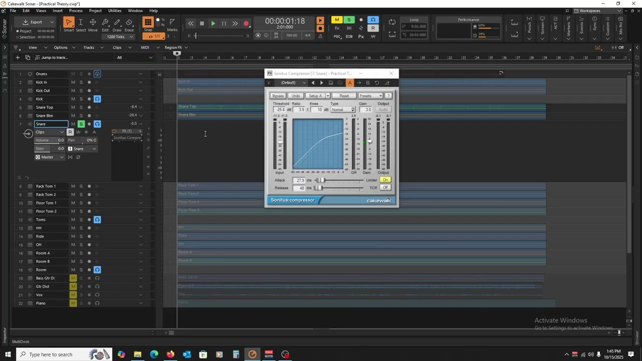 How To Compress A Snare Drum In 5 Minutes Or Less