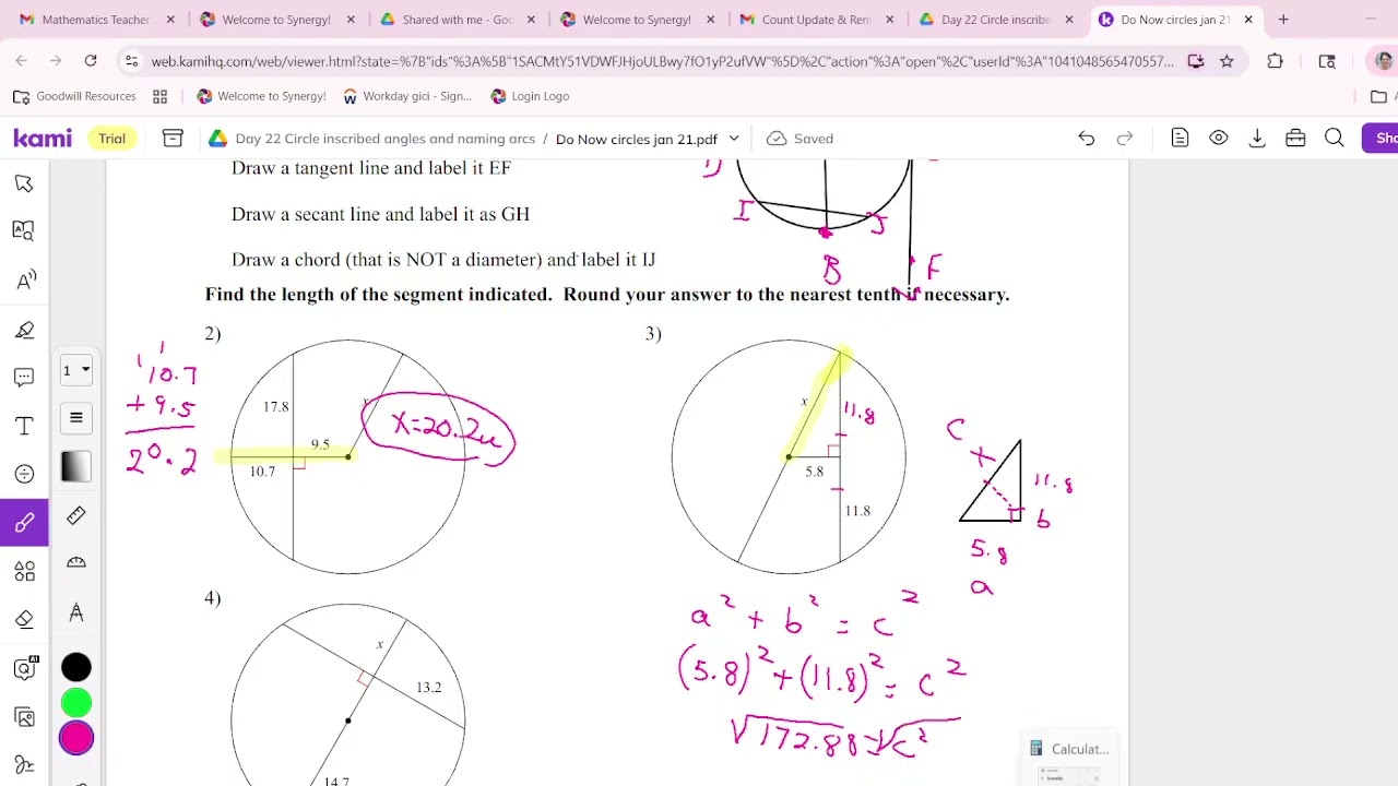Do Now Segments in a circle