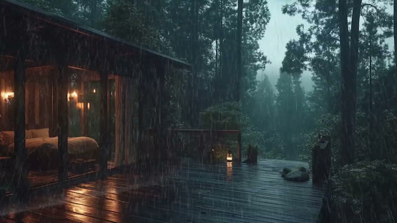 Rainy Night in a Forest Room | Deep Sleep & Relaxation [No Music]