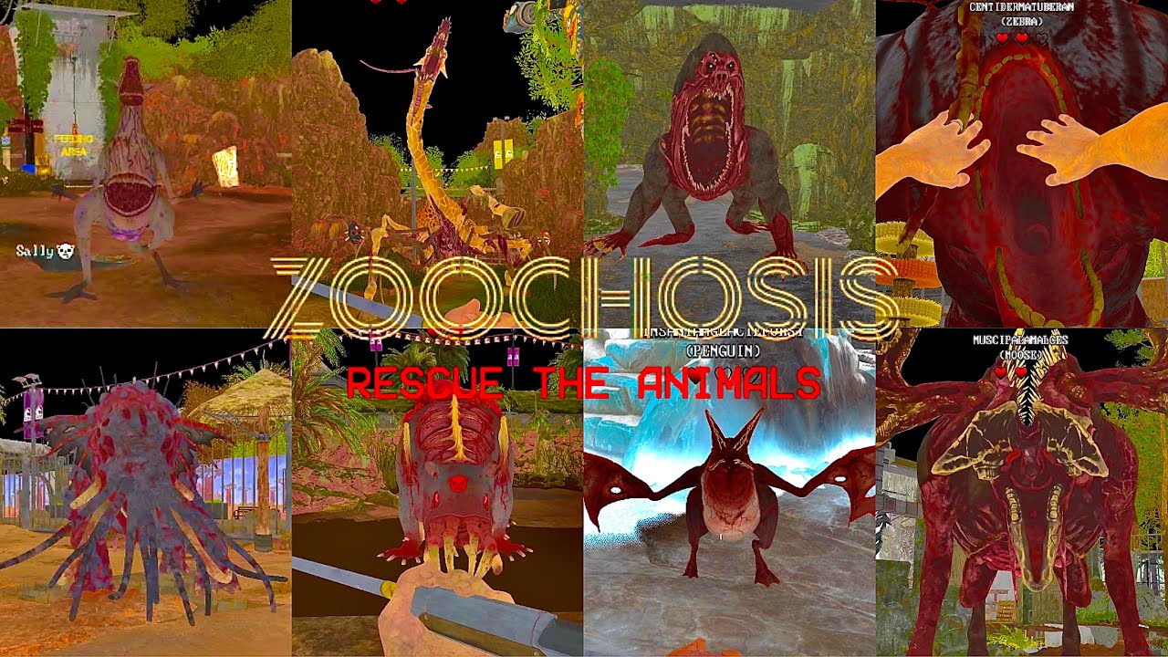 ZOOCHOSIS - All Jumpscares & Monsters in FULL BRIGHT MODE