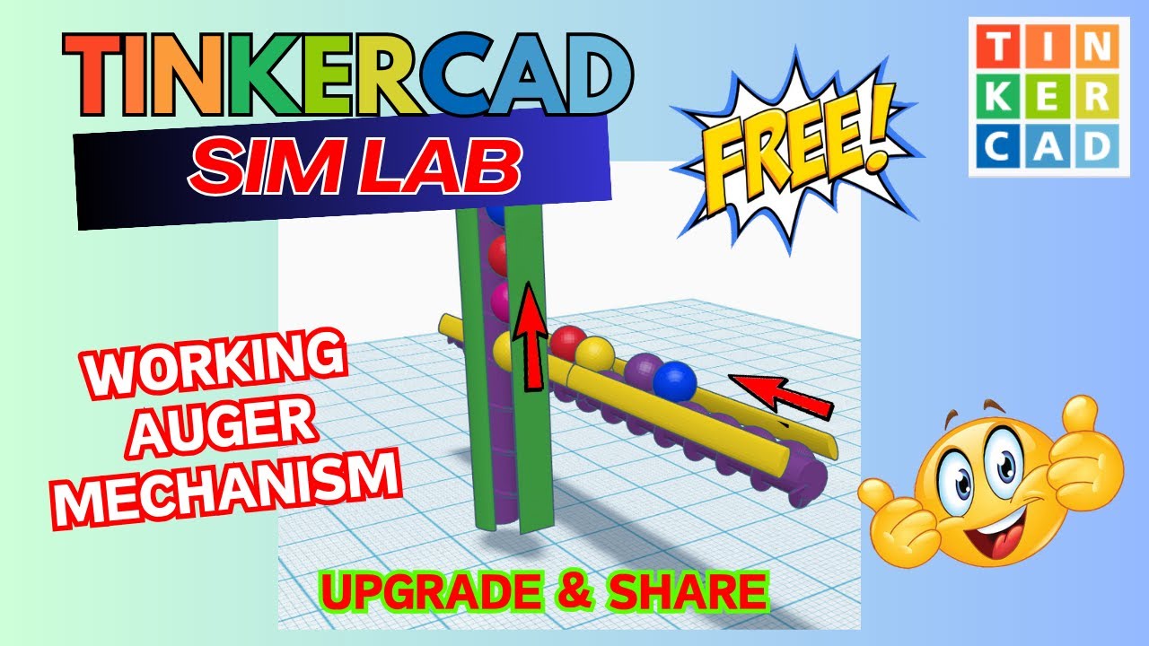 Sim Lab Auger Mechanism! Free Tinkercad Challenge STEM Project!