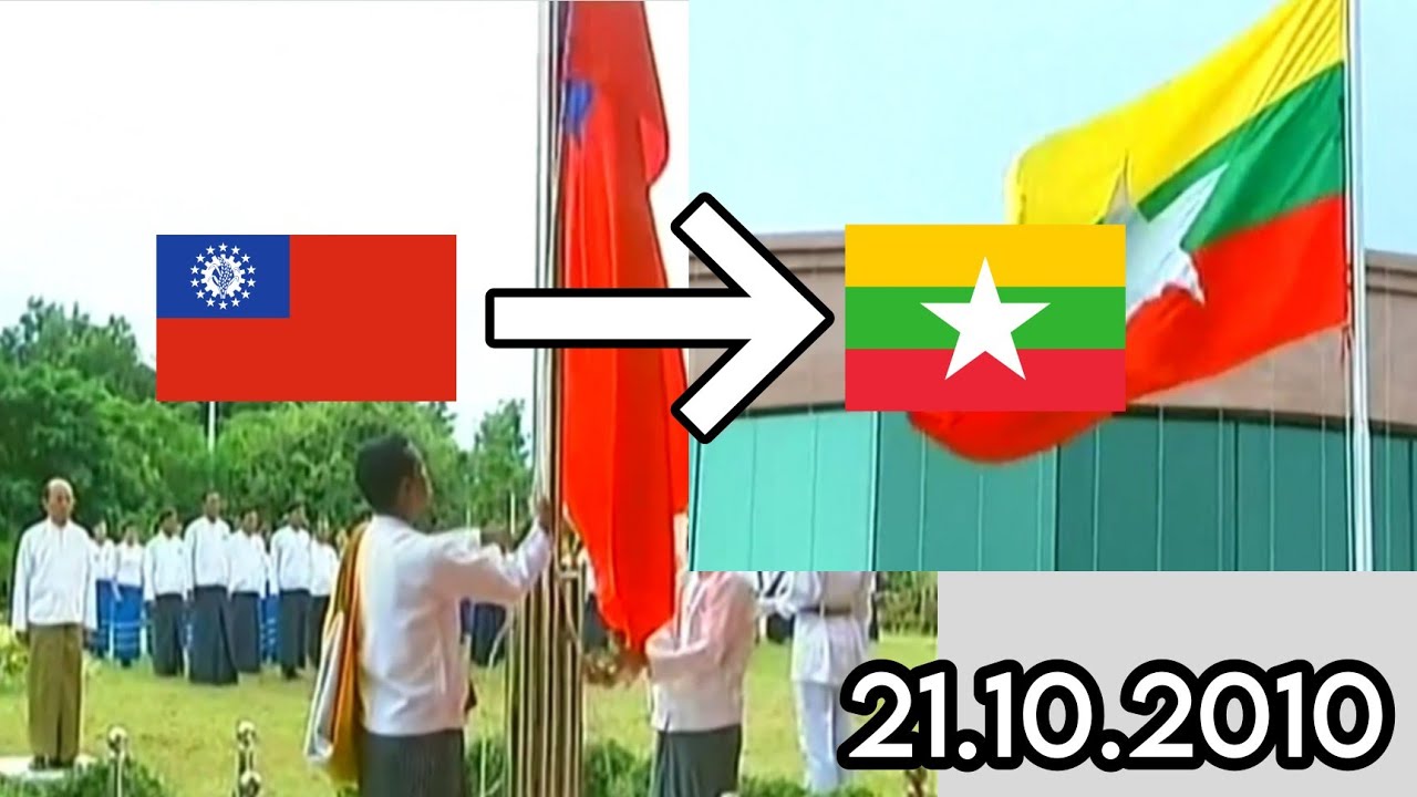 [no audio] Myanmar flag change ceremony at Naypyitaw office 21.10.2010