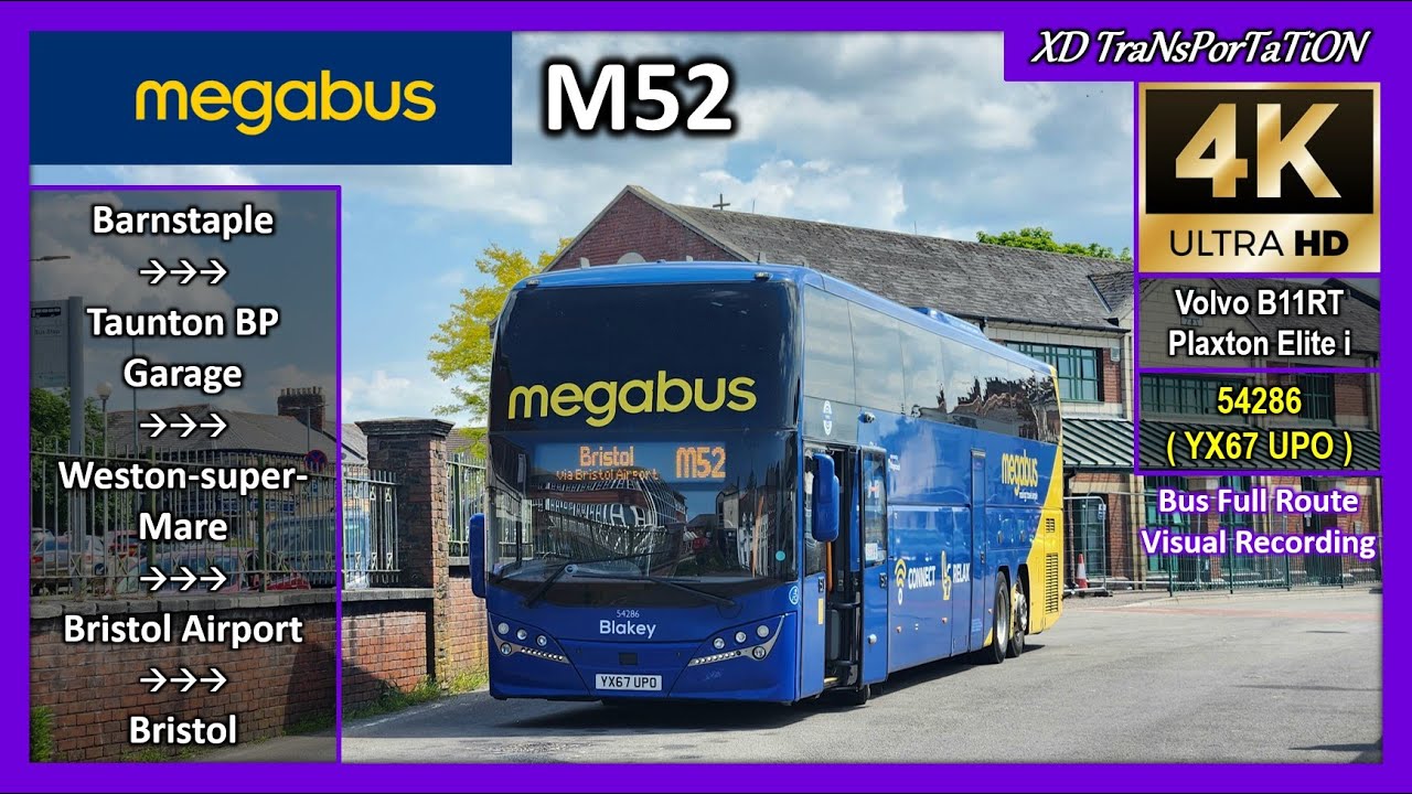 [Megabus] M52 ~ Barnstaple Bus Station ➝ Bristol, Bond Street (via Weston-super-Mare)【4K】