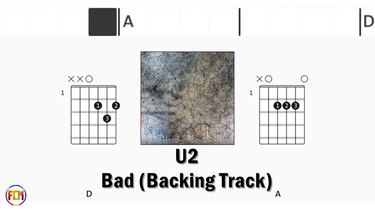 U2 - Bad - Backing Track | Scrolling Guitar Chords & Lyrics