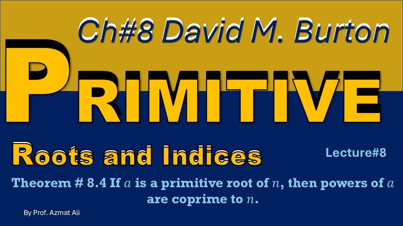 8. Theorem 8.4 | Primitive Roots and Reduced Residue System | Number Theory | M.sc Mathematics