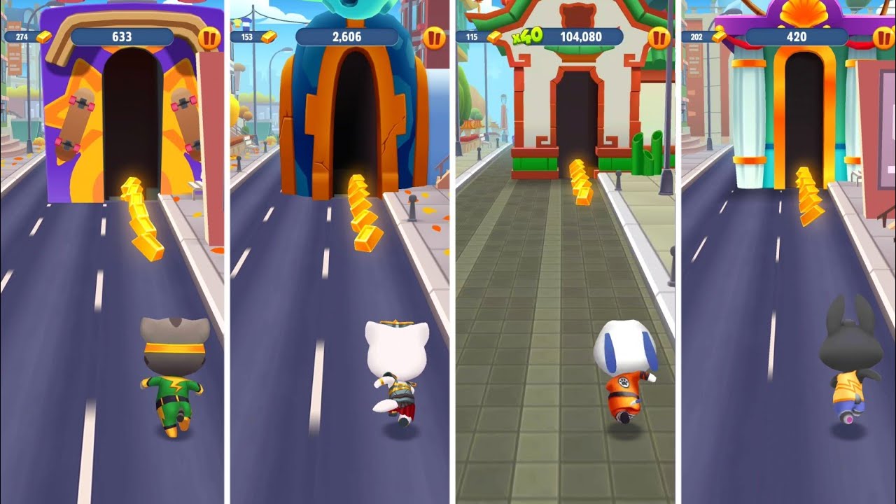 Talking Tom Gold Run Super Angela vs Valkyrie Angela vs Kung Fu Hank vs Talking Becca Gameplay