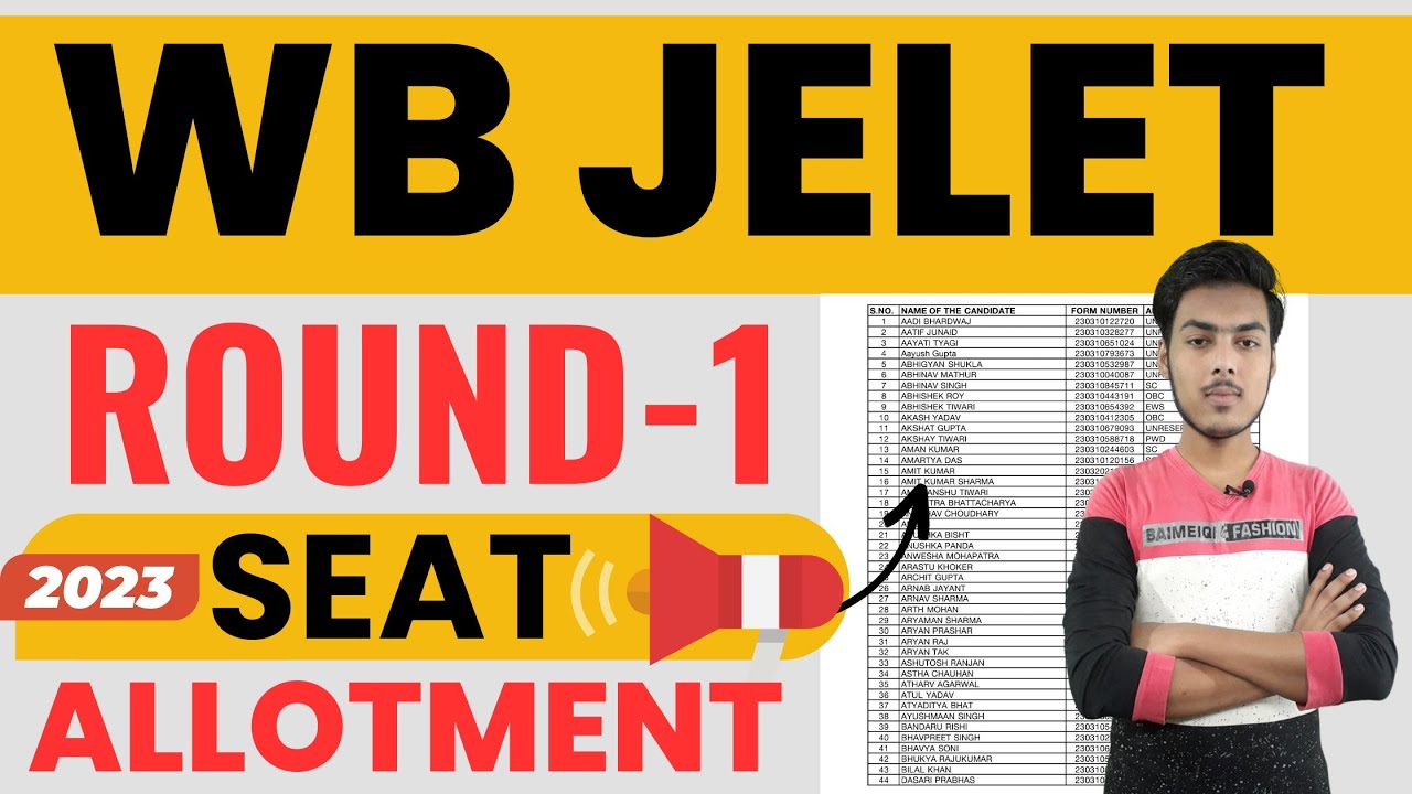 wb jelet seat allotment 2023 | west bengal jelet round 1 allotment