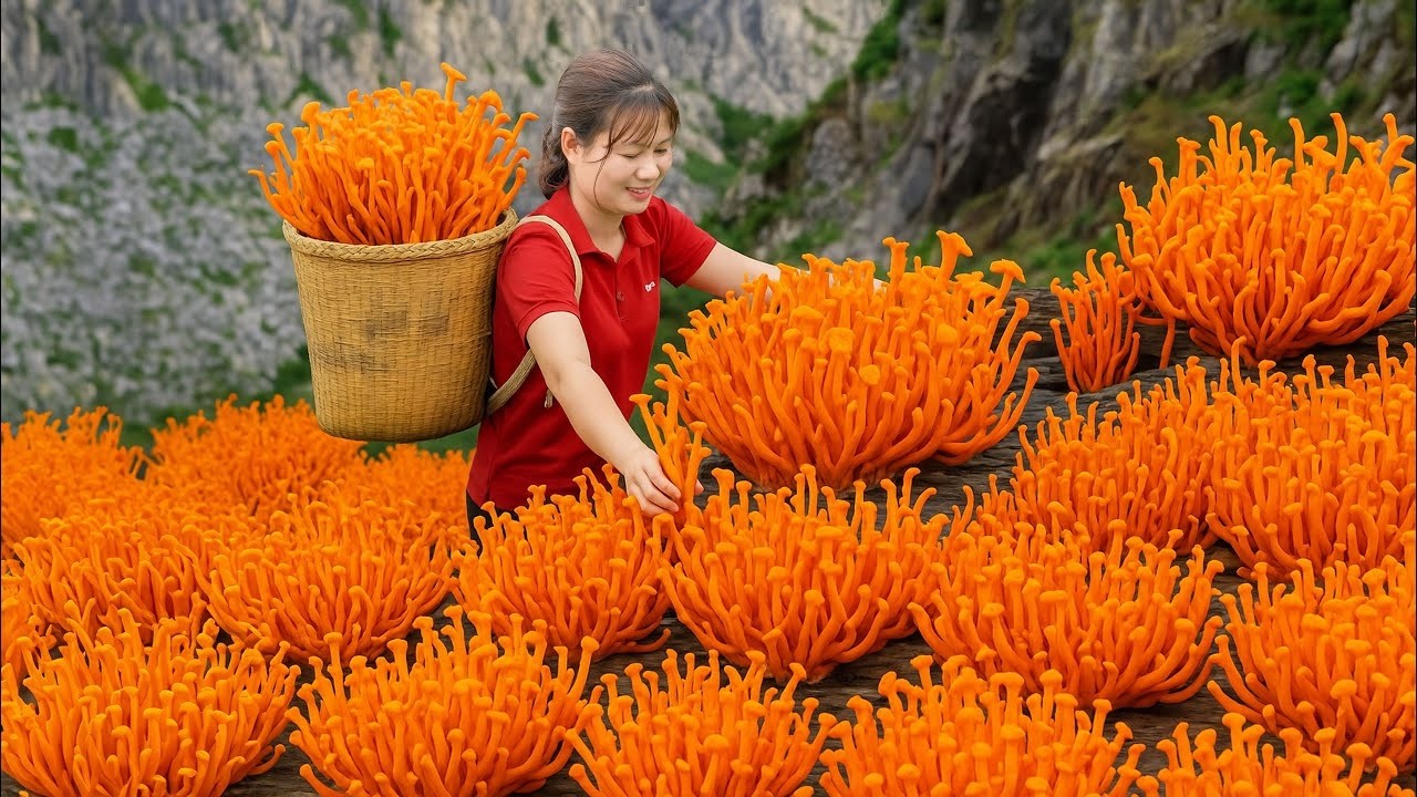 Colhendo Cordyceps Raros Na Montanha | Vendendo Tudo No Mercado das Terras Altas