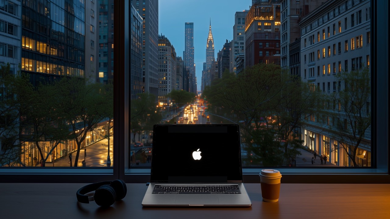 Deep Focus Music for Work | Manhattan Broadway Digital Workspace | Spring Blue Hour for Productivity