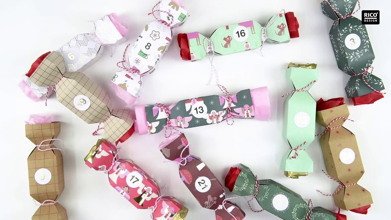 Adventskalender: H&uuml;bsche Bonbons aus Motivpapier basteln