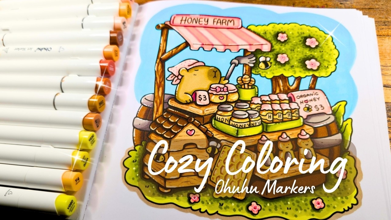 Color With Me 🍯 Easy Ohuhu Alcohol Marker Blending | Cozy Corner by Coco Wyo
