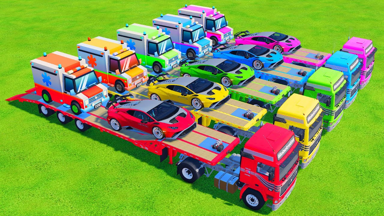 Garage with Colors - ALL MIXER TRUCK WITH DOUBLE FLATBED TRAILER TRUCK, MAN, SCANIA, TATRA, MERCEDES