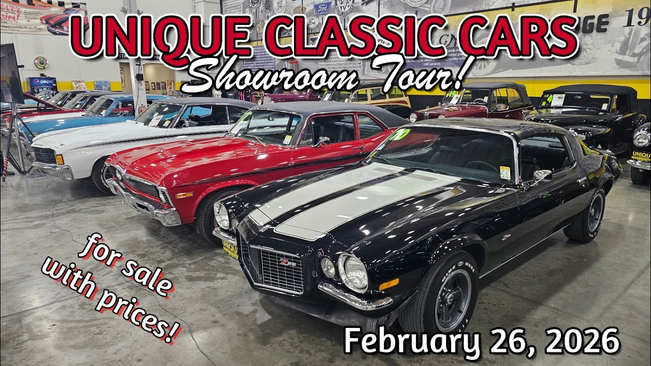 CLASSIC CARS FOR SALE !! Unique Classic Cars Tour Feb 26 2026 - muscle cars - hot rods - pickups