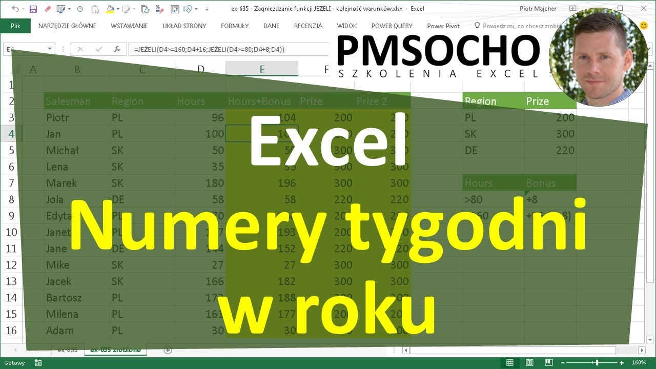 Excel - Numer tygodnia (numery tygodni) w roku [odc.765]