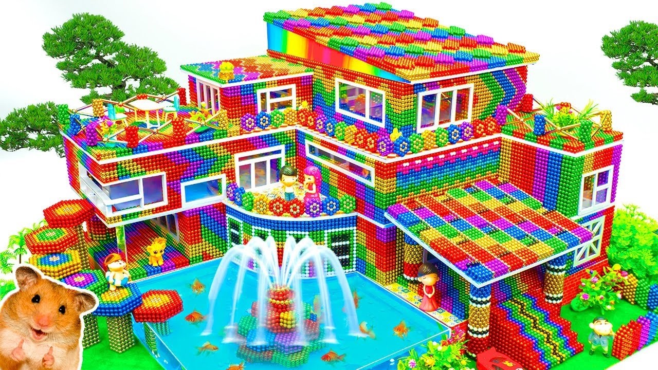 Build Most Beautiful Mansion Swimming Pool From Magnetic Balls (Satisfying)