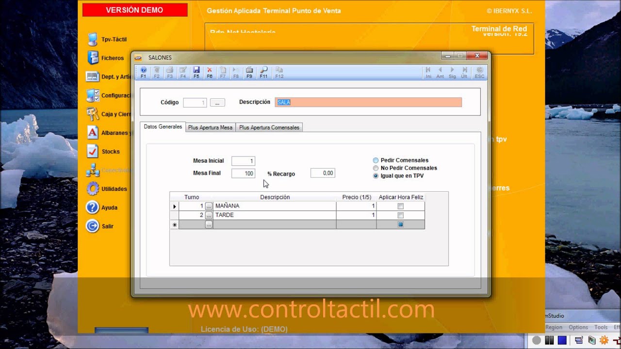 Configuración de salones tpv Bdp Net