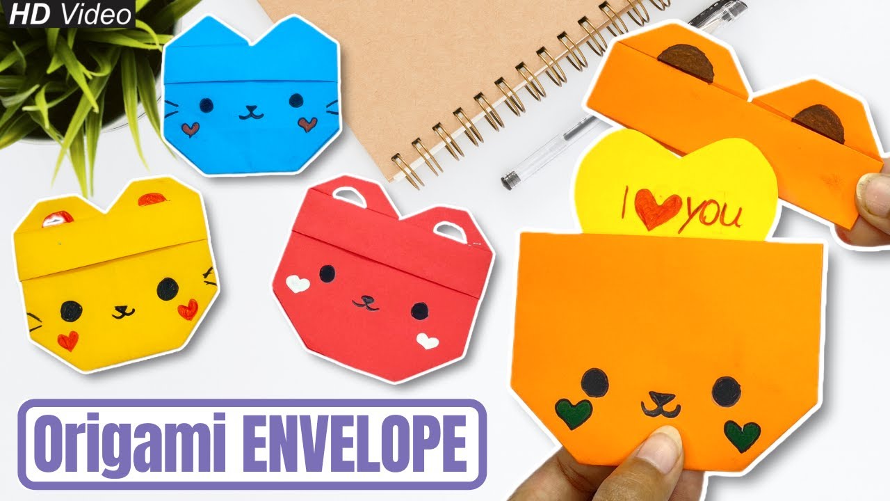 Origami Paper Cat and Bear | How to Make a Paper envelope | DIY Paper envelope