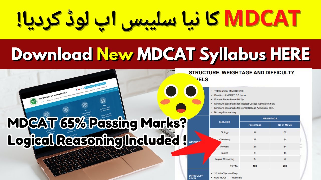 Breaking News: PMDC Latest News MDCAT 2023 Syllabus Updated | Passing Marks 65% Logical Reasoning