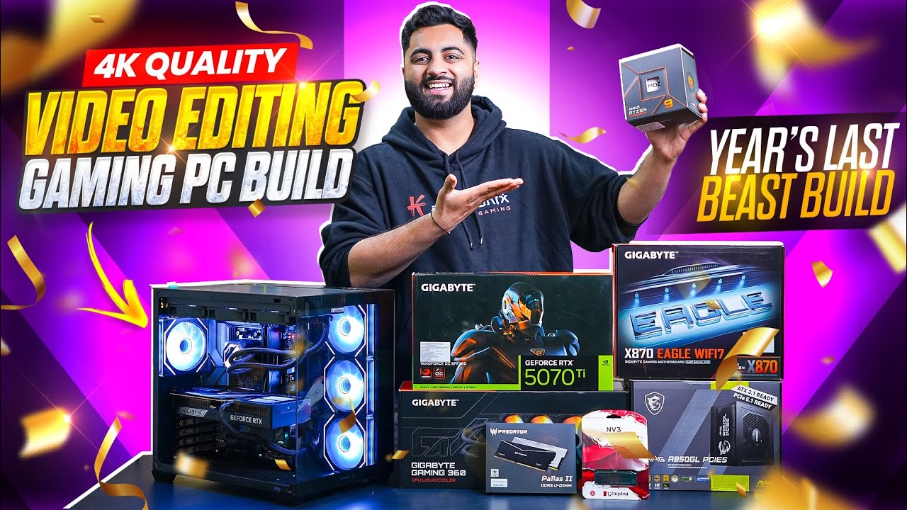 Rs 2.2 Lakh 4K Video Editing & Gaming PC Build India | Ryzen 9 7900X + RTX 5070Ti🔥😍