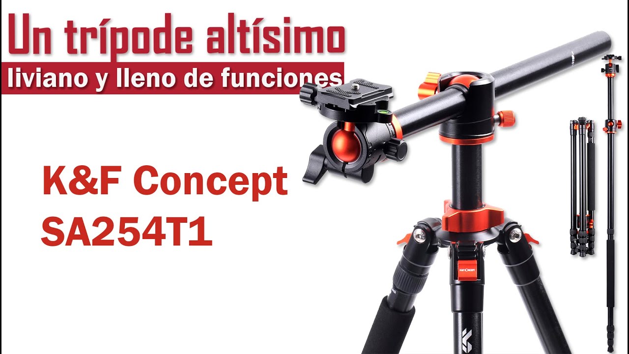 K&F Concept SA254T1, un trípode altísimo, liviano y muy funcional
