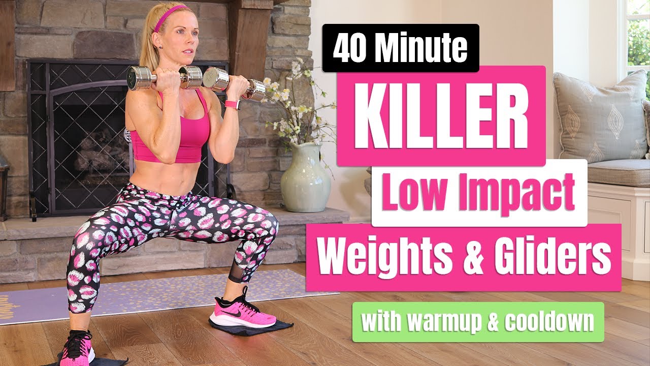 40 Minute Low Impact Slider Workout With Weights | Gliders, Towels, or Socks! | 💥 INTENSE 💥