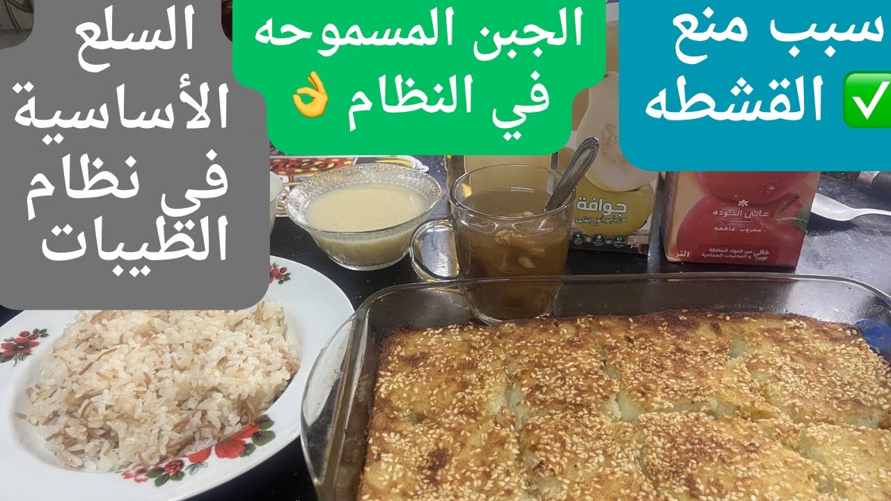 سبب منع القشطه والحليب والمسموحات من الجبنه والخمس سلع اليوميه في نظام الطيبات