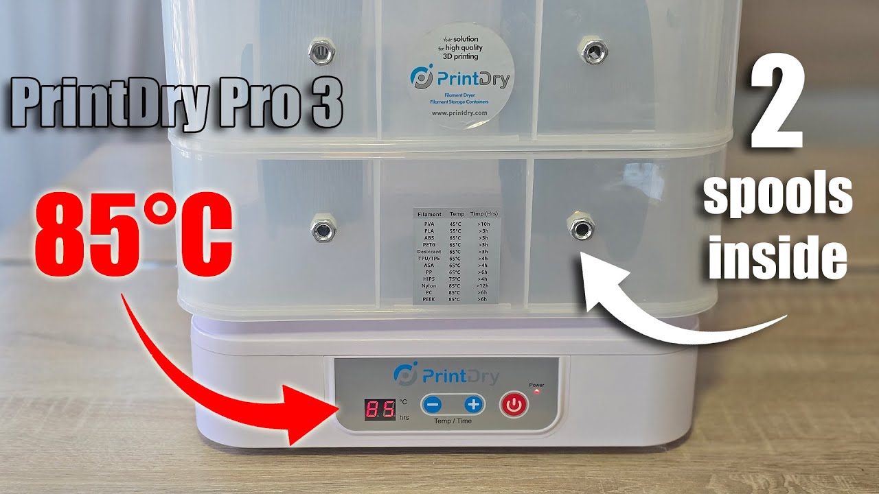 PrintDry PRO 3 filament dryer review - can it really operate at 85°C? That's great for nylon drying