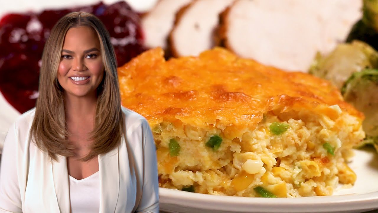 Chrissy Teigen Makes Jalapeño Cheddar Corn Pudding