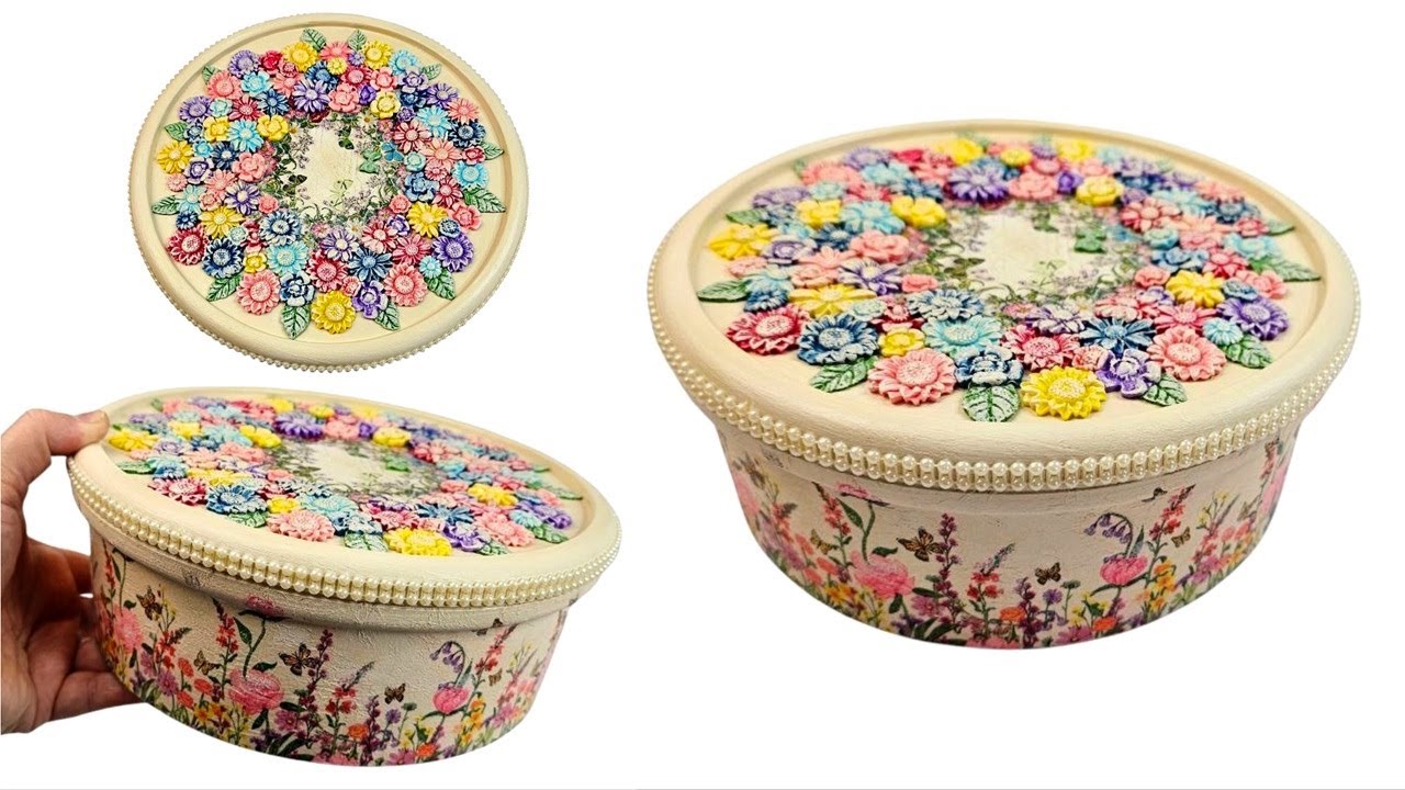 Beautiful Jewelry box from plastic container/Decoupage on plastic