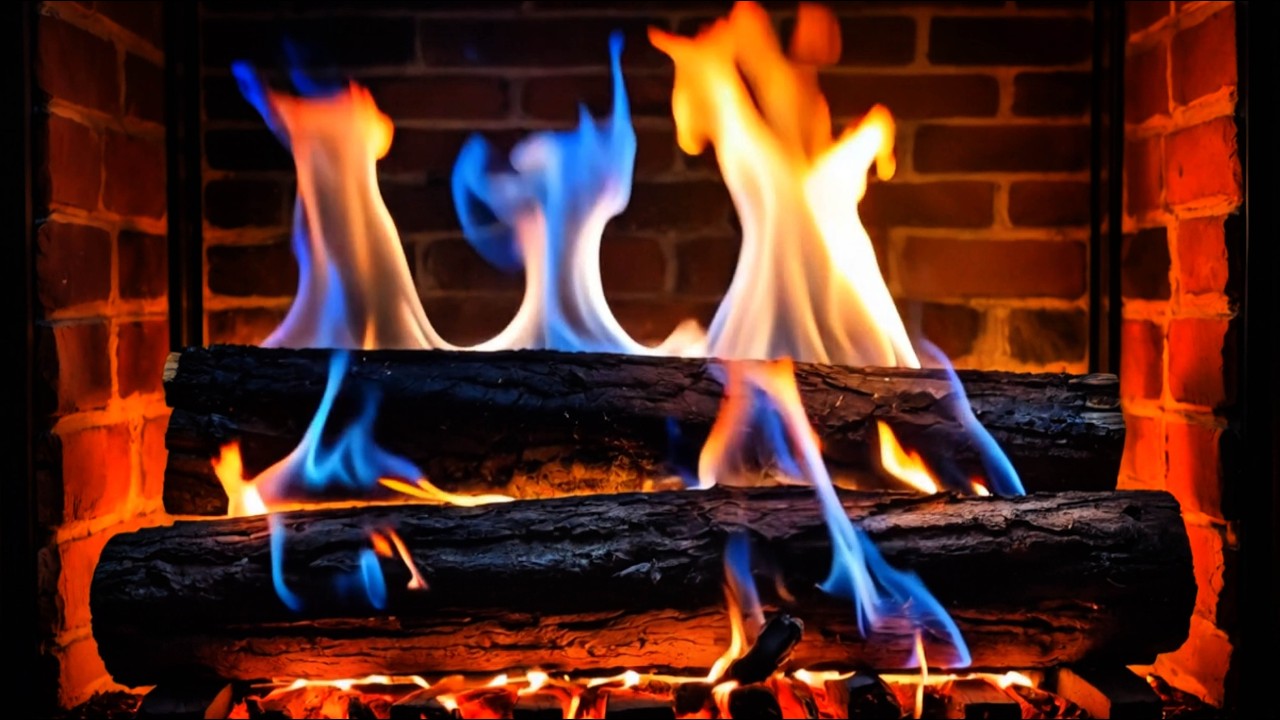 ❄️ Hypnotic Color-Changing Fire in Classic Brick Fireplace - Dancing Fireplace Flames in 4K