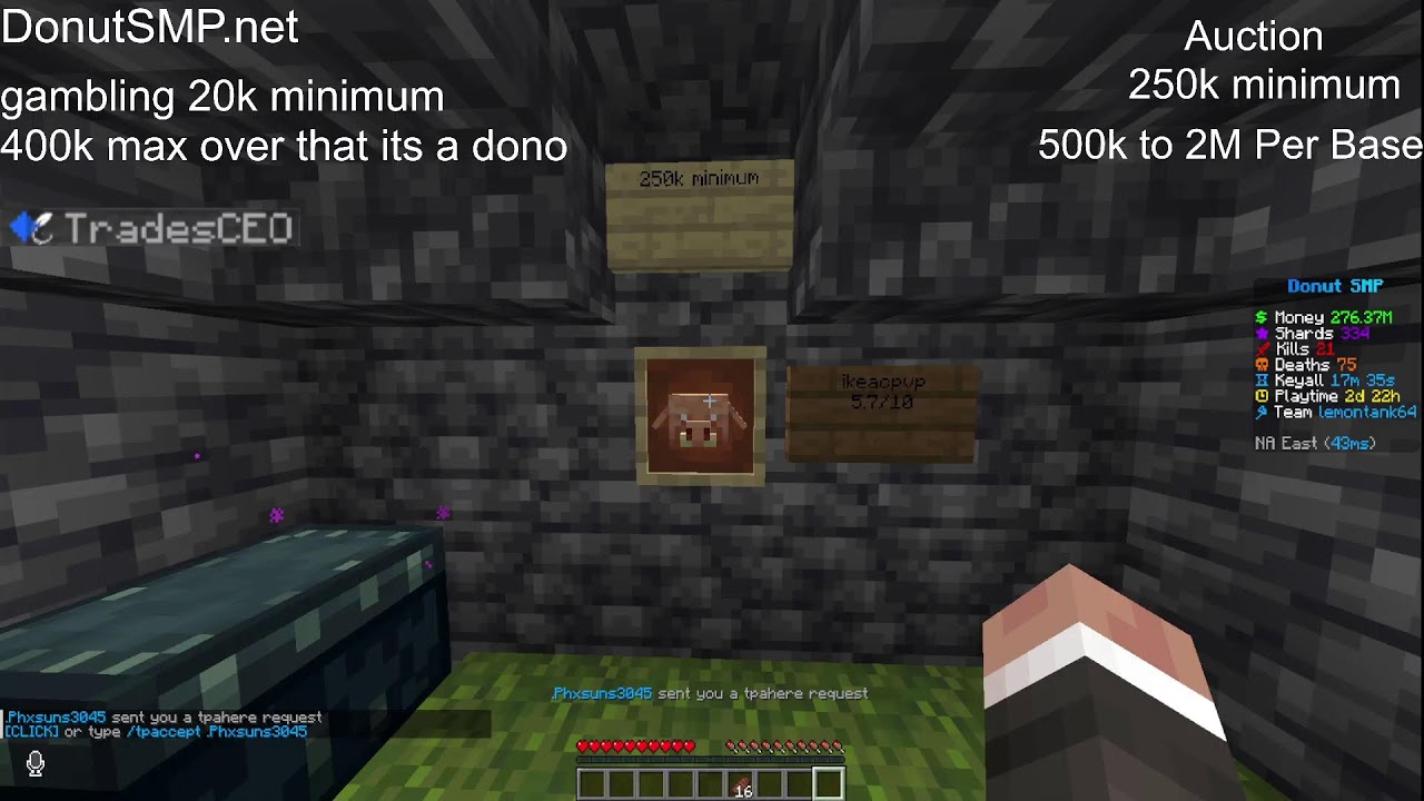 🔴DONUT SMP LIVE🔴GAMBLE I AUCTIONS I 500k-2M PER BASE