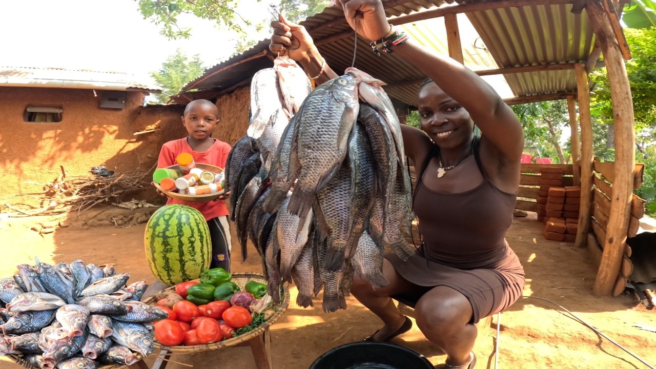 We Cooked 100s of Fish in Hot Oil| Building A Homemade outdoor Oven For myFamily| African Village 🍅🌶