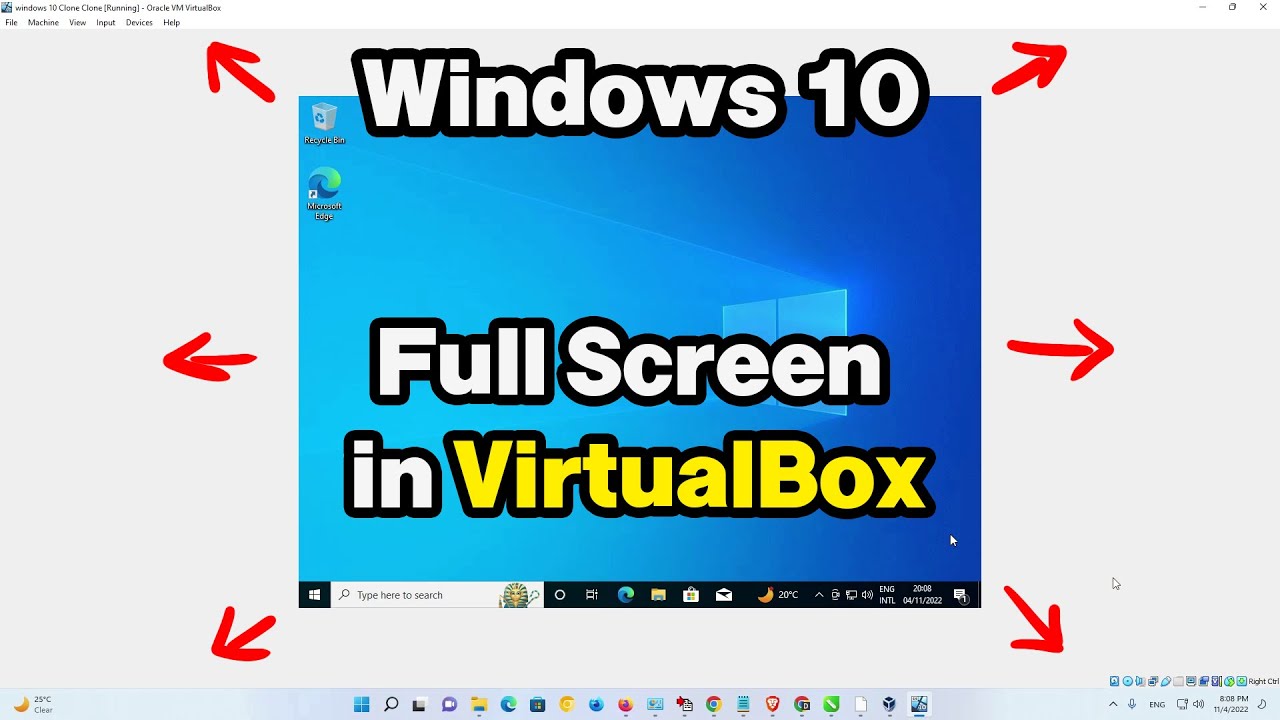 Как отобразить Windows 10 на весь экран в VirtualBox &mdash; 2025
