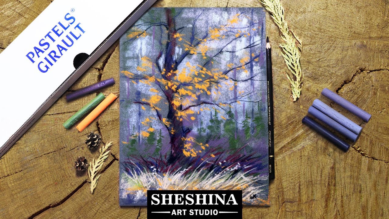 How to draw an autumn tree. Testing GIRAULT PASTELS.