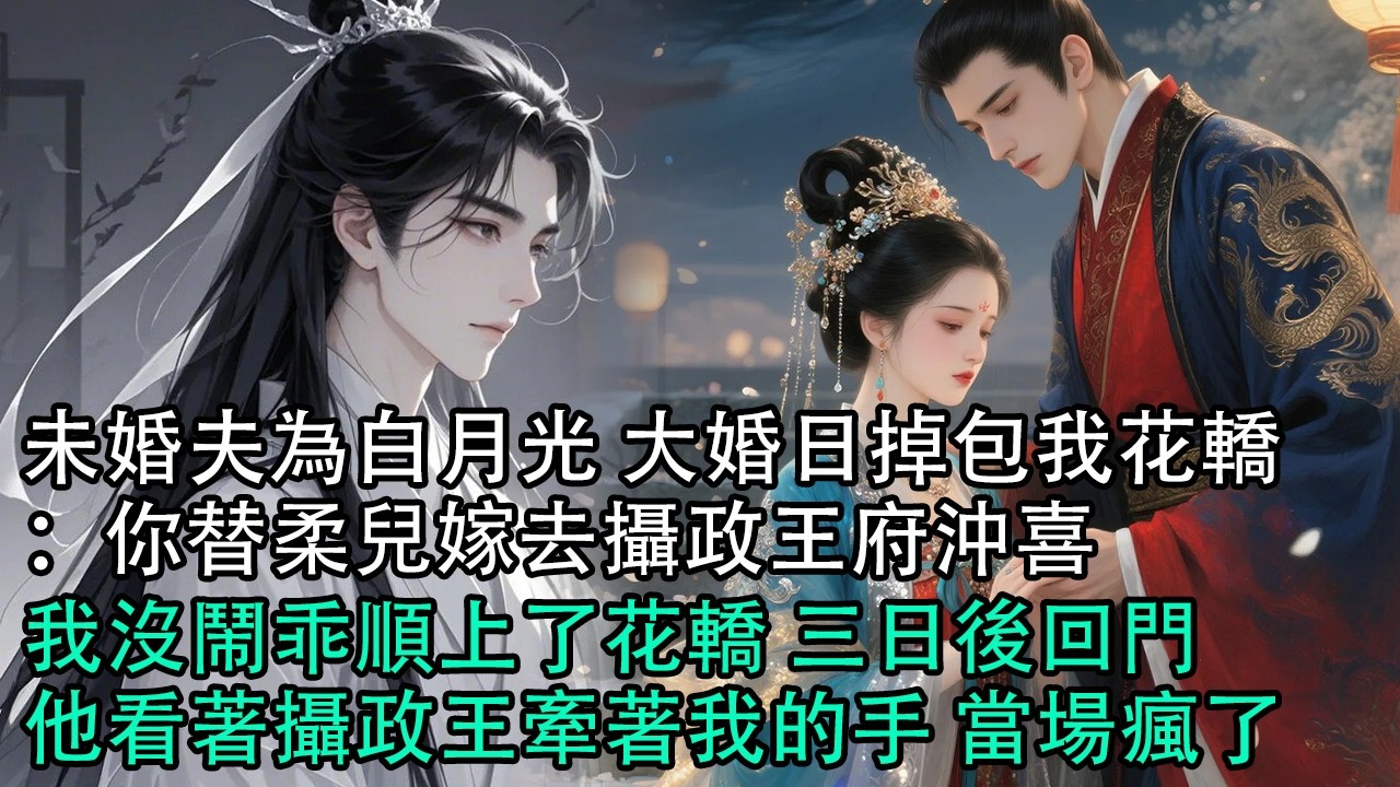 【一口氣看完】未婚夫為白月光 大婚日掉包我花轎：你替柔兒嫁去攝政王府沖喜，我沒鬧乖順上了花轎 三日後回門，他看著攝政王牽著我的手 當場瘋了#古言 #有聲小說 #情感故事