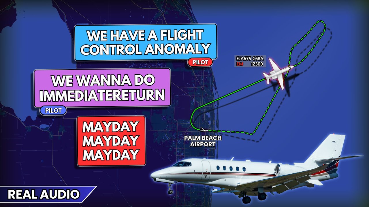 “We don't know what it is”. Flight control anomalies. Pilot requests immediate return. Real ATC