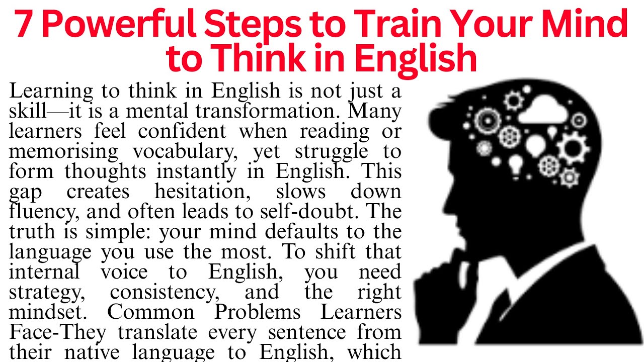 7 Easy Steps to Start Thinking in English Fast | How To Think in English |Comprehension Passage Read