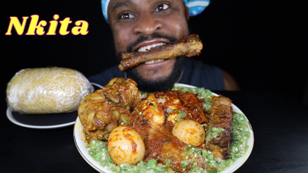 Asmr Pork Ribs Okro Nigerian Stew,Garri.Finally Speaking my language “IGBO” No Japanese!