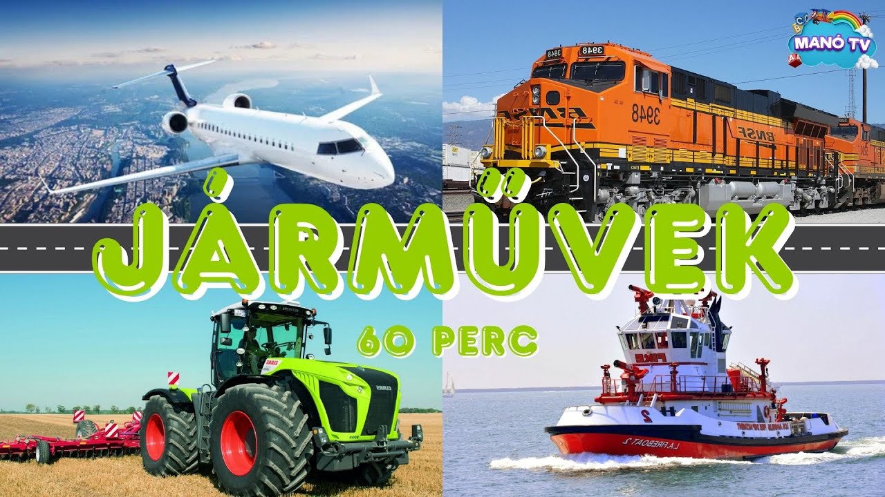 Járművek gyerekeknek - 60 perc fejlesztő és oktató videó gyerekeknek #truck #train #police #plane