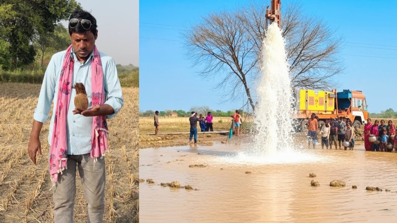 Borewell Drilling - 20 Hp Motor 220 Feet Deep boring With Coconut water checking Method | Borewells