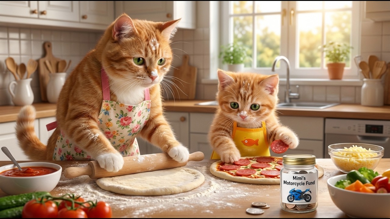 Mother cat and Mimi make pizza to buy the toy motorcycle that Mimi has always dreamed of 🍕💙
