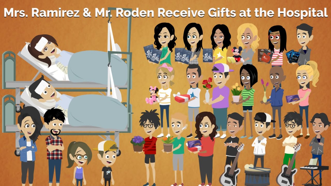 Mrs. Ramirez and Mr. Roden Receive Gifts at the Hospital