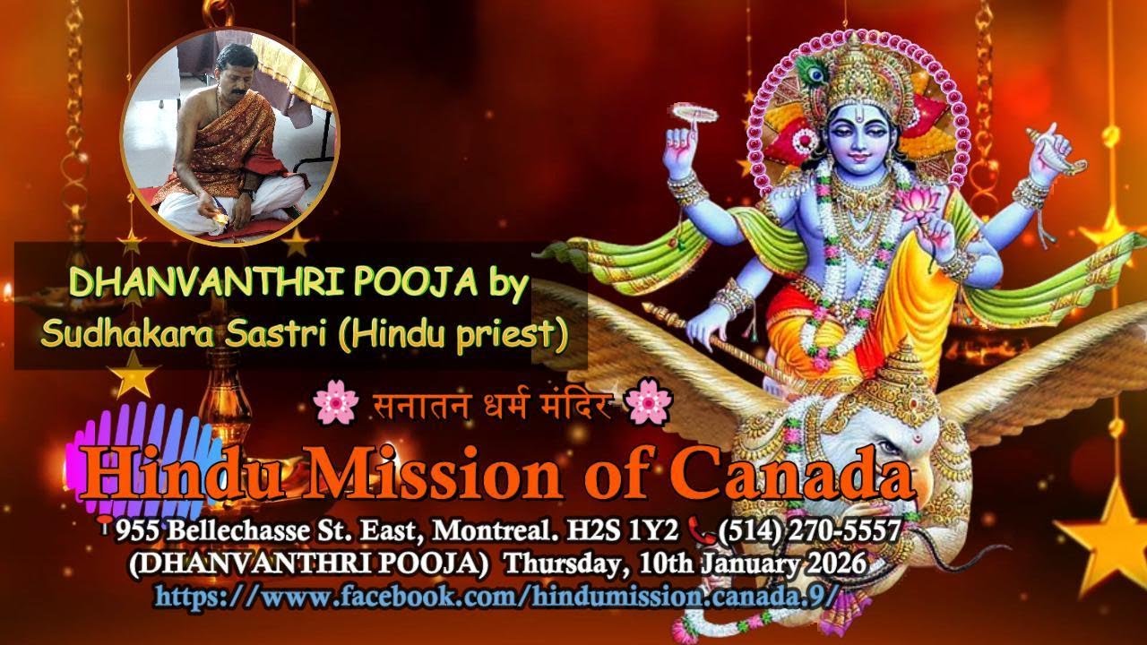 DHANVANTHRI POOJA by Sudhakar Sastri Hindu priest at Hindu Mission of Canada 10th January 2026