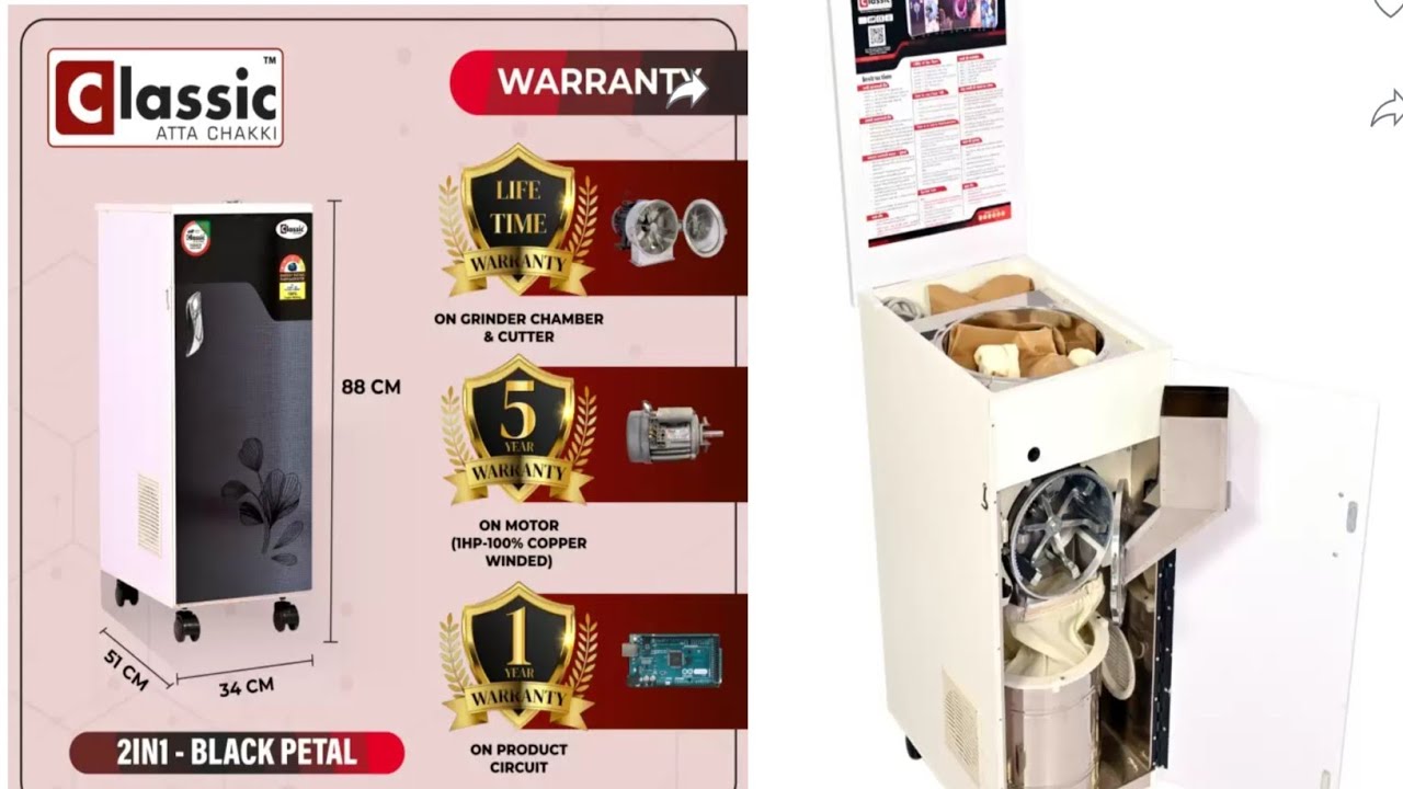 CLASSIC ATTA CHAKKI Deluxe Fully Automatic 2 in 1 with 6.5 Hopper Capacity Domestic Flour Mill👍
