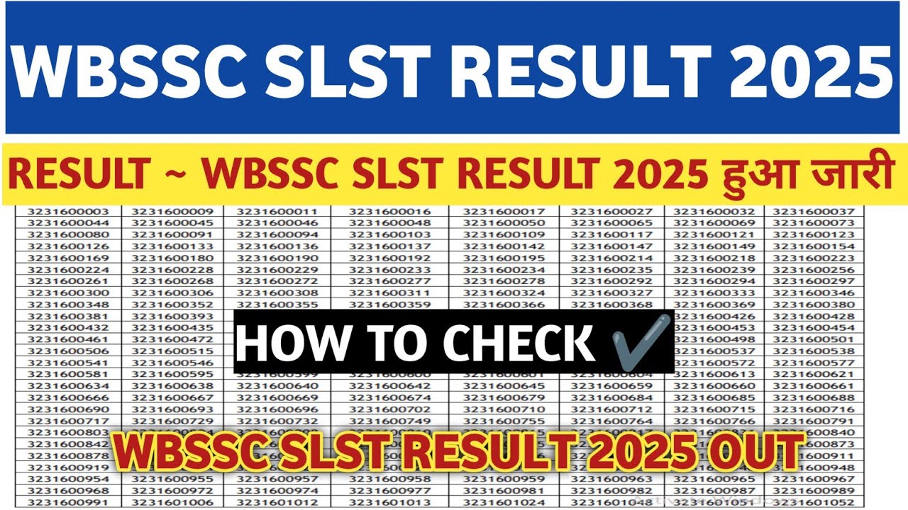 WBSSC SLST RESULT 2025 OUT ⚫ WBSSC SLST RESULT 2025 DEKHE ✔️ HOW TO CHECK WBSSC SLST RESULT 2025